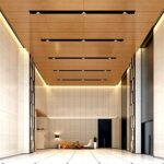 Wood grain aluminum ceiling of office building